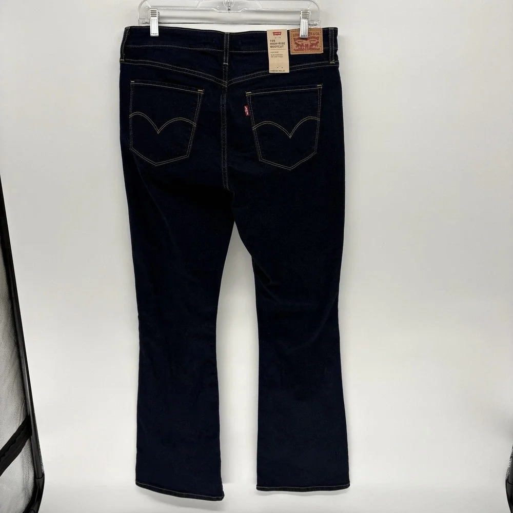 Levis 725 High Rise Bootcut Jeans Dark Blue‎ Stretch NWT Women 14M (32X32)